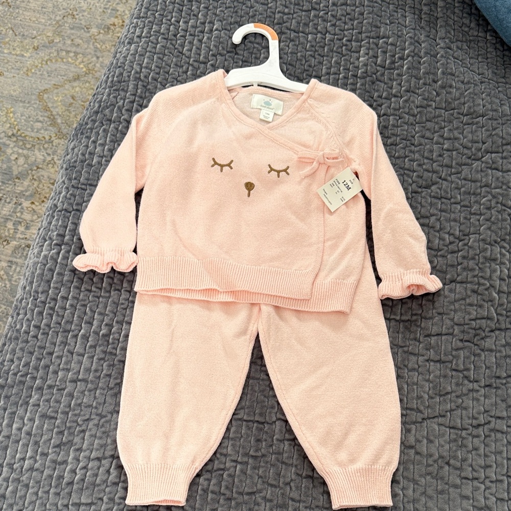 Cloud Island Blush Pajama Set with Adorable Face Design